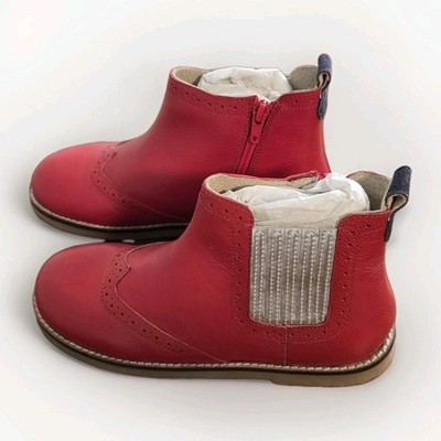 Mini Boden Leather Chelsea Boots,  Red Size 35, wing tips