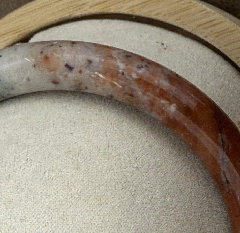 Solid Stone Bangle Bracelet Rust Cream Black 62mm… - image 2