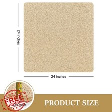 Khaki 24x24 inch Shower Bath Mat Non-Slip Soft Drain Quick Dry