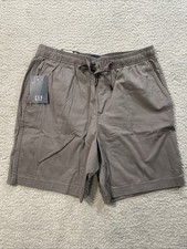 NWT GAP Men  s Pull-On Shorts Gray Elastic Waist SIZE MEDIUM MSRP 34.95
