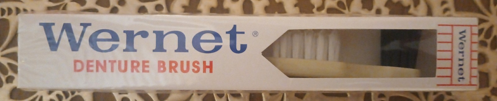 Wernet Denture Brush Vintage Cream Colored Handle and Denture Holder Cup Set New