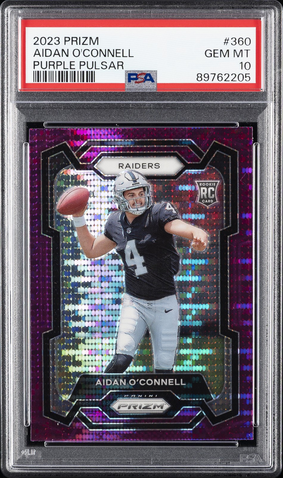 2023 PANINI PRIZM PURPLE PULSAR #360 AIDAN O'CONNELL PSA 10