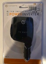 IConcepts  75 WATT TO CAR PLUG POWER INVERTER USB OUTPUT - New Sealed