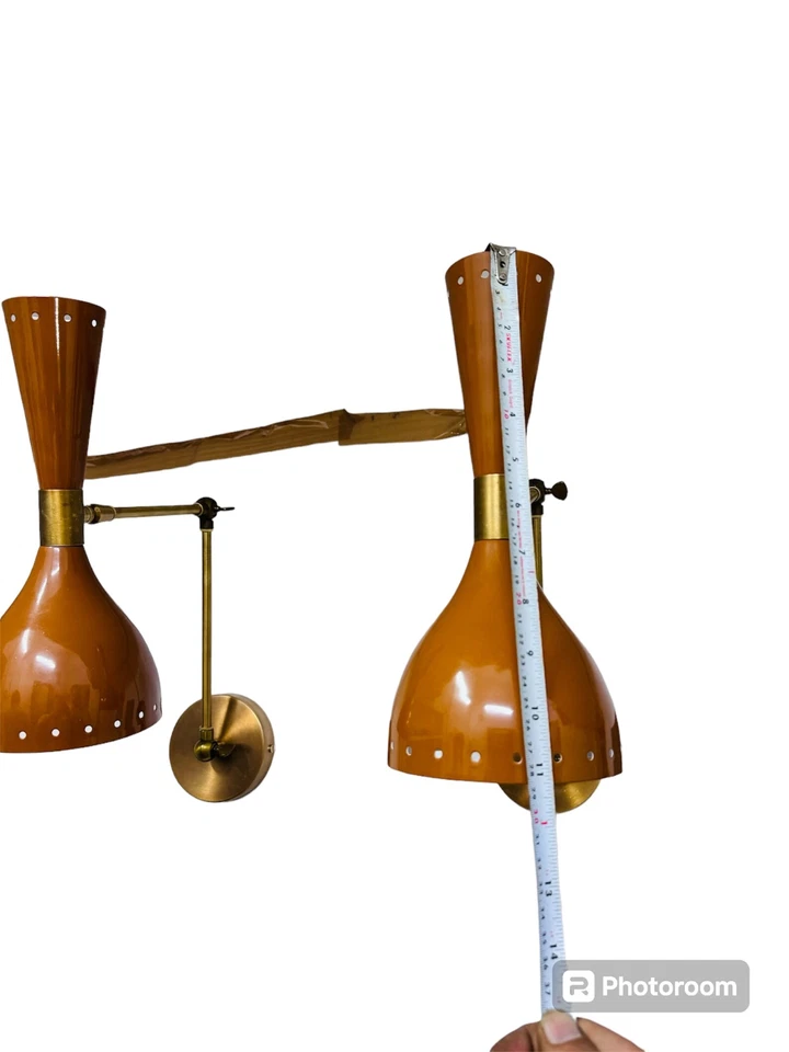 Aplique de pared italiano Stilnovo 1950 mediados de siglo par de luces de lectura de Navidad Foto 4 de 4