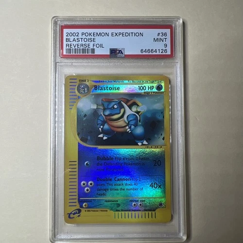 2002 Pokemon Expedition Base Set Blastoise Reverse Holo Rare #36 PSA 9  LOW POP