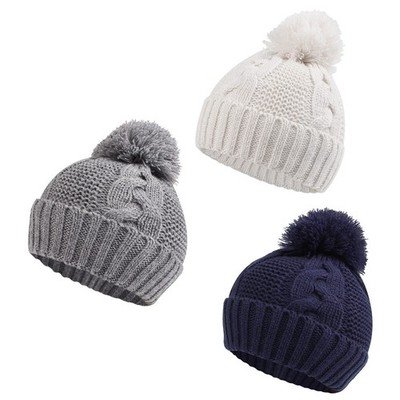 Baby Winter Beanie with Pompom Warm Knit Twist Hat for Girls Boys Infant