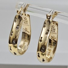 BGE 925 Gold Over Sterling Sterling Christian Footprints Hoop Earrings