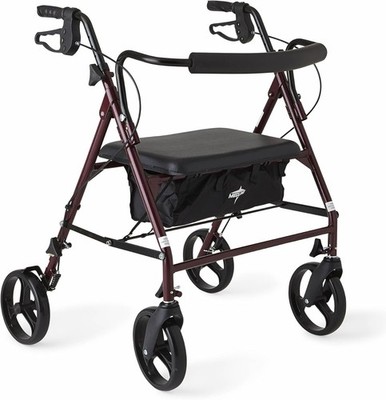 Steel Bariatric Rollator Walker with Adjustable Handles,Padded Seat & Backrest