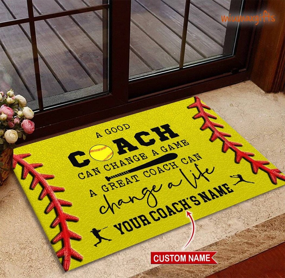 Softball Entry Rug Gift For Softball Coach Personalized Doormat, Softball Doormat ...