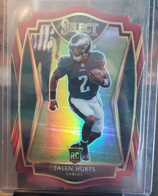 2020 Select Premier Level Jalen Hurts Red Prizm Die Cut Rookie RC #150 Eagles
