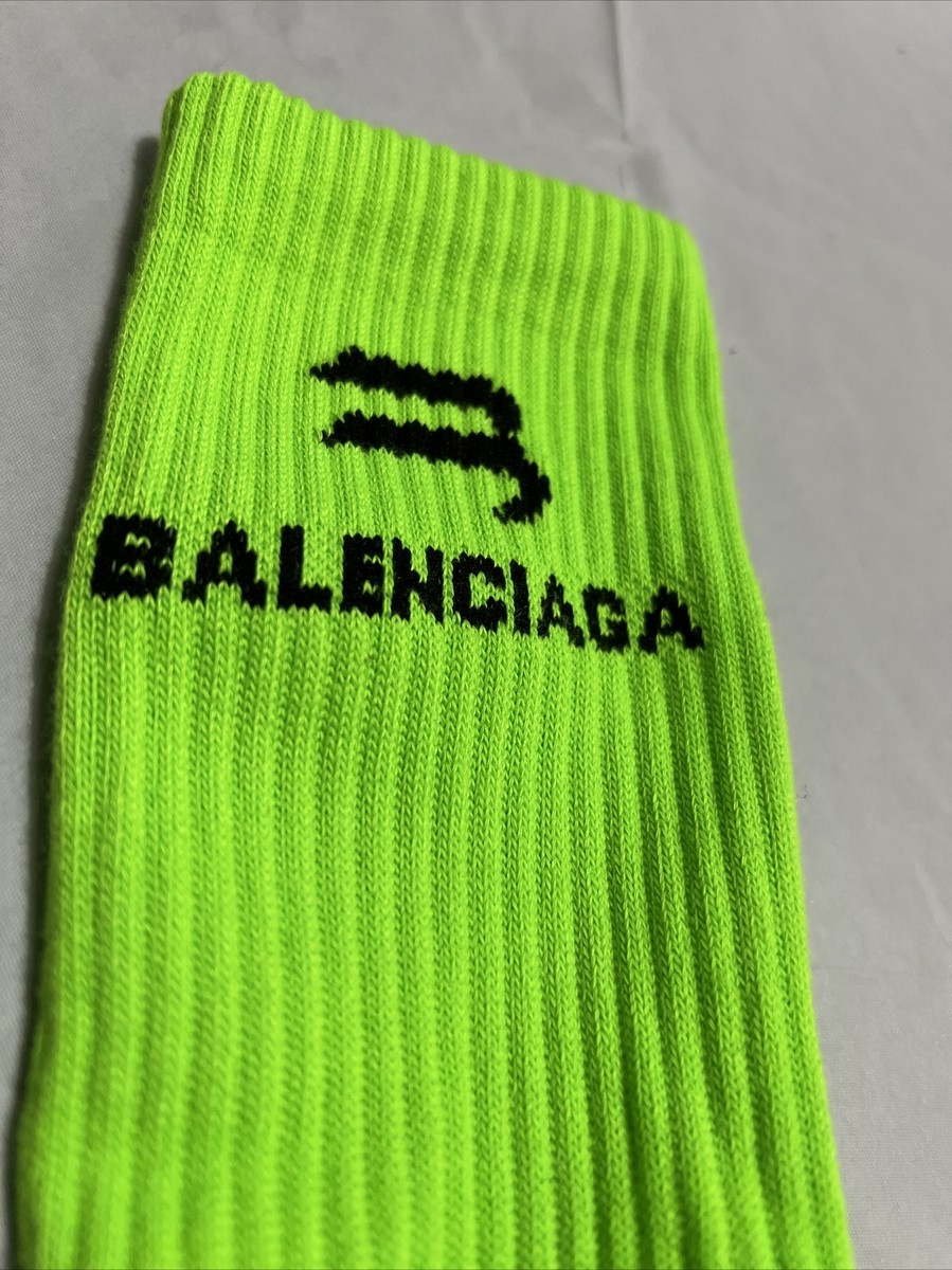BALENCIAGA ネオングリーン ソックス XL Balenciaga-Logo-Socks