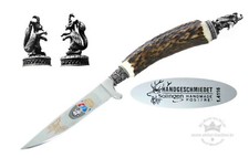 Trachtenmesser Hirschhorngriff &Auml;tzung K&Ouml;NIG LUDWIG von BAYERN Kappe WOLPERTINGER