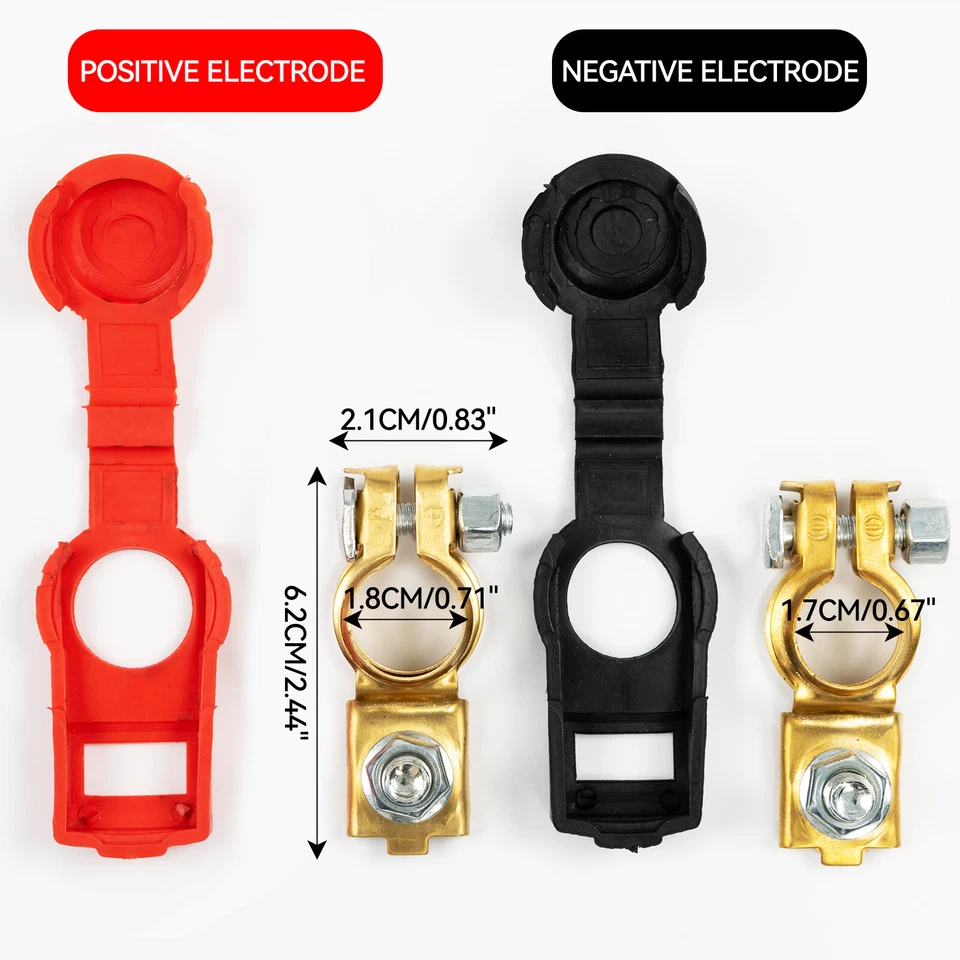 Battery Terminal Top Post Connector Clamp Clips Universal Iron Coppering 2 Pair - Image 2 of 4