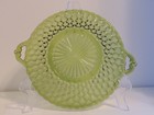 Vintage Indiana Glass Green Honeycomb Relish/Candy Dish with Double Handle — photo 2