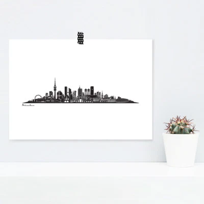 JUNIWORDS Poster "Skyline München" in Schwarz Geschenk Geburtstag DIN A4 A3 A2  - Bild 1 von 3