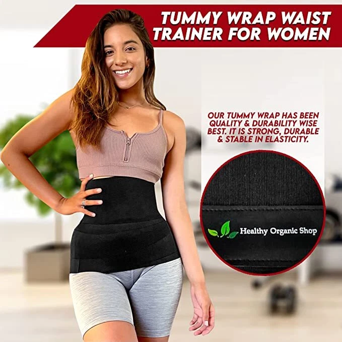 WAIST TRAINER WRAP FOR WOMEN - ADJUSTABLE TUMMY WRAP, WAIST