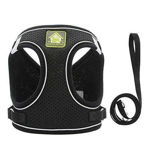 Dog Harness and Leash Set, No-Pull Breathable Soft S (Chest 11.8-13.3'') Black