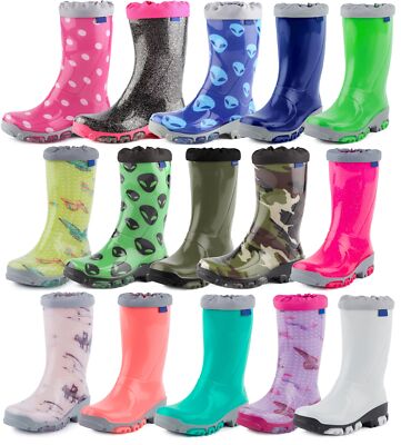 LADEHEID Gummistiefel Kinder Jungen Mädchen Rutschfeste Sohle Regenschuhe 21-36