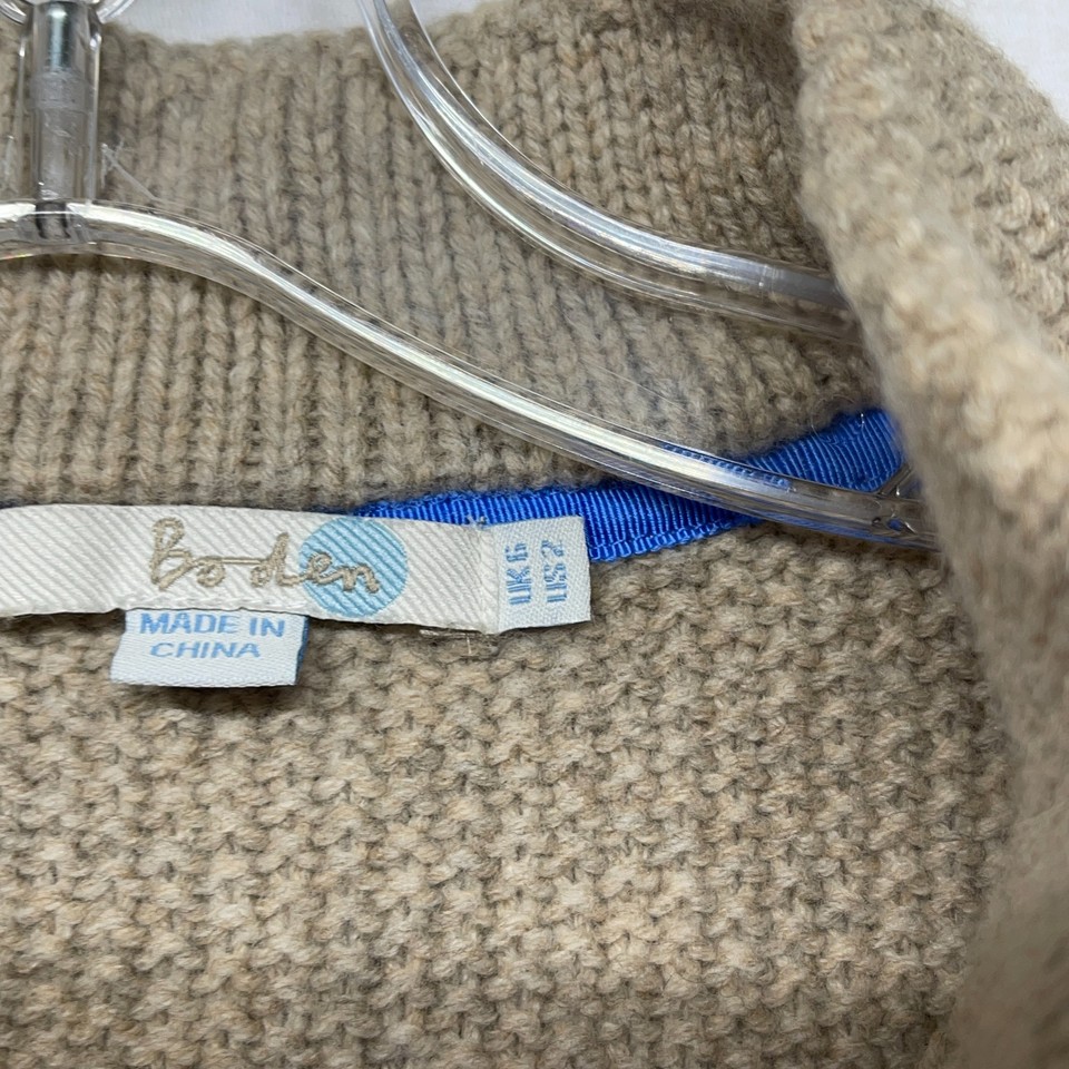 Boden Coatigan Women's 2 Beige Chunky Knit Long Sleeve Sweater Outdoor