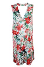 Xoxo Coral Green Sleeveless Floral Choker Shift Dress S