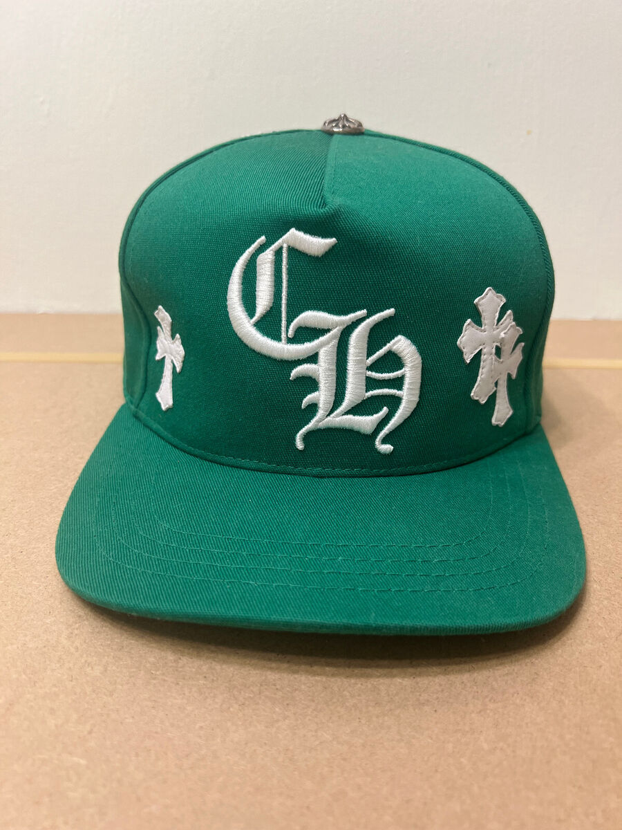 Chrome Hearts Green CH Logo Baseball Hat Leather Cross Patch Chrome Hearts Green CH Logo Baseball Hat Leather Cross Patch