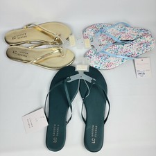 LC Ditsy Floral Flip Flops Sandals White Blue Pink Gold Green Beatch Summer Styl