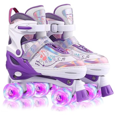 Kinder Rollschuhe Verstellbar M/LED Rollschuhe für Mädchen & Jungen Rollerskates