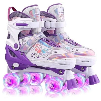 MARKENLOS Kinder Rollschuhe Verstellbar M/LED Rollschuhe für Mädchen & Jungen Rollerskates