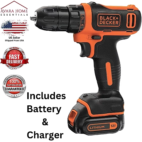 BLACK+DECKER 12-volt Max 3/8-in Keyless Cordless Drill (1-Battery Included,  Charger Included at