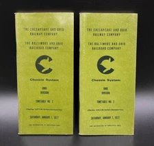SET OF 2 1977 Chessie System C&O B&O Railway Timetable #2 Train Railroad Booklet