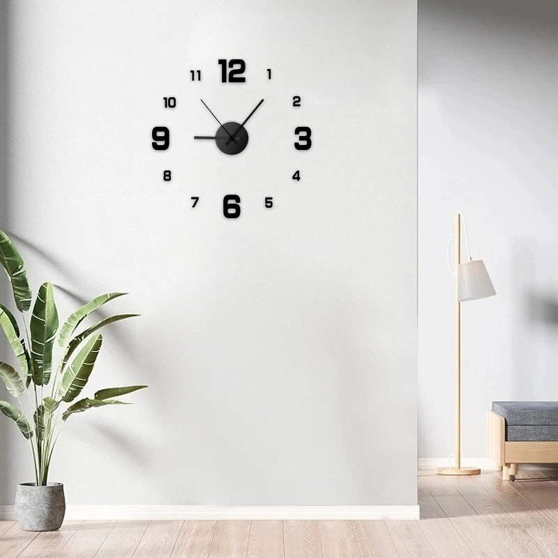 Modern Frameless DIY Wall Clock Decal - Silent 3D Design for Living Room Office - Image 4 of 4