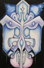 Contemporary abstract gouache painting landscape