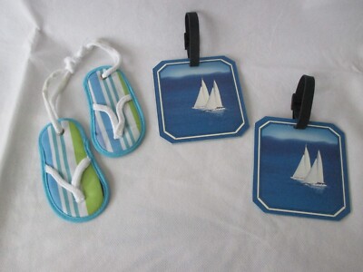 Total of 4 Beach Themed Luggage Tags - 2 Flip Flop & 2 Sailboat