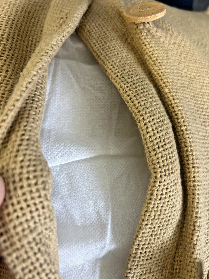 PAIR THROW PILLOWS RUSTIC BURLAP PLAID STARS - Image 4 of 4