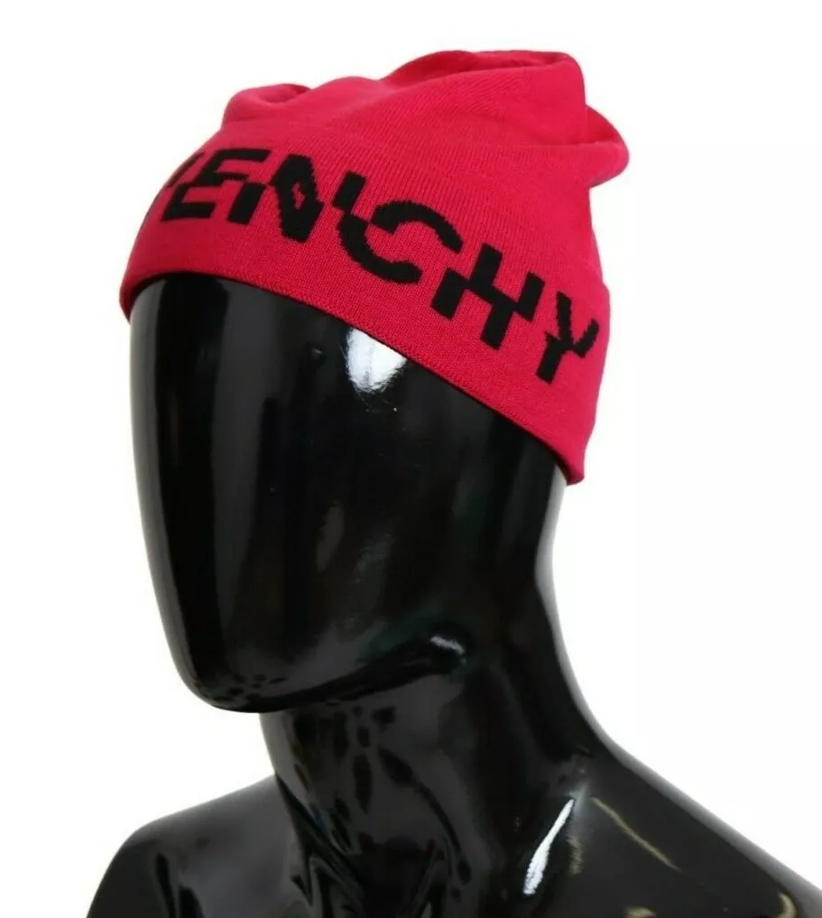 GIVENCHY Paris Pink Wool Hat Logo Beanie Unisex Men Women One Size