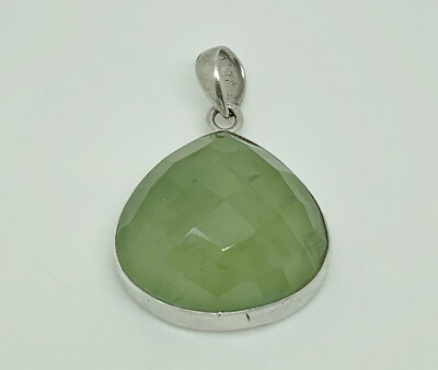 Vintage Studio Sterlingsilber Prehnit Birne Karoschliff Cabochon Anhänger