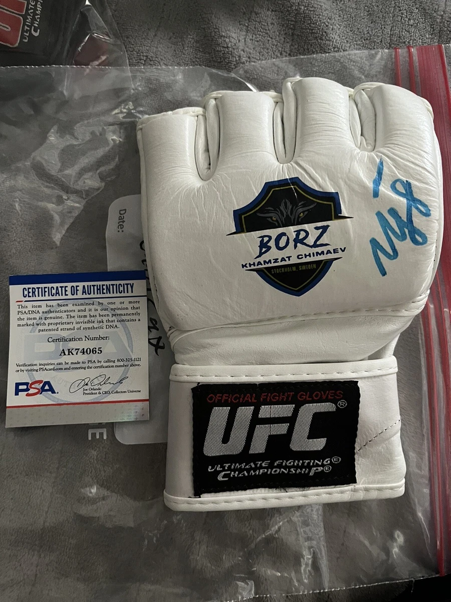 Khamzat Chimaev Autographed Signed Borz Glove White PSA Witness