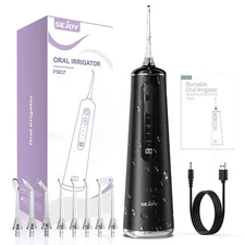SEJOY Water Flosser Teeth Cordless 300 ML Dental Floss Oral Irrigator 8 Jet Tips