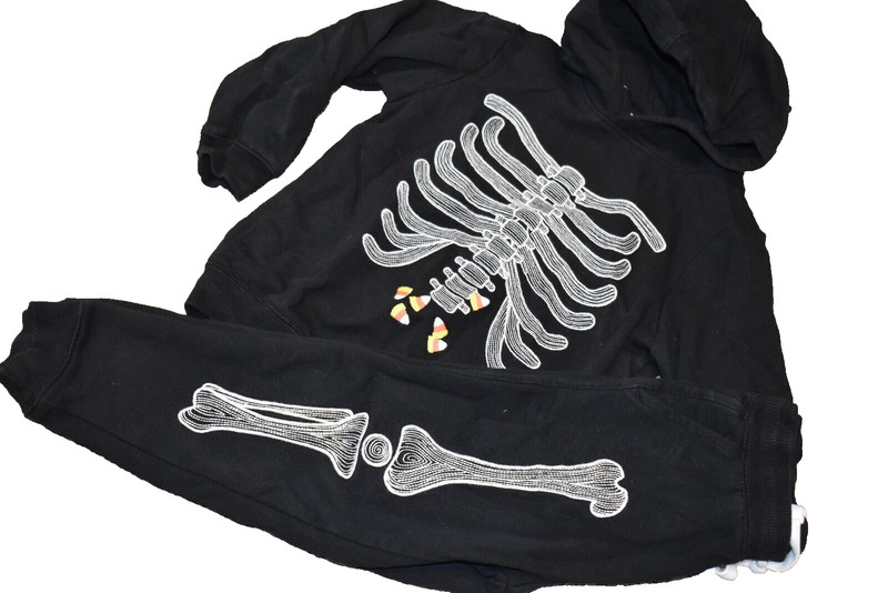 K9 GYMBOREE Boys 4T HALLOWEEN Skeleton Hoodie & Pull On Sweatpants Set Sweatsuit