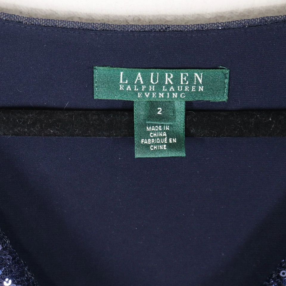 Maxi Vestido Ralph Lauren Noche Lentejuelas Azul Marino Para Mujer Talla 2 Foto 3 de 4