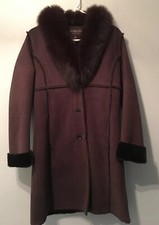 Marc New York Andrew Marc Coat Xs Fox Fur Collar Long Brown Coat Nwot Gorgeous