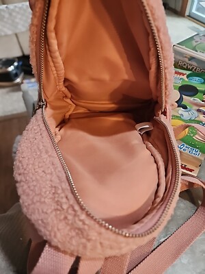 Ivory Ella Sherpa Fleece Mini Backpack With Elephant  display picture 2