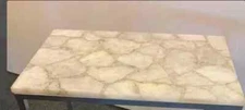 White Quartz Dining Counter Slab For Kitchen & Office Furniture Decor