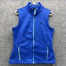 Under Armour Vest Women Small Blue Full Zip Sleeveless Indian Head Fleece Golf