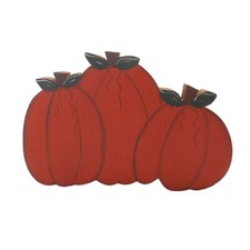 Pumpkin Wood Block Decor Halloween Autumn Fall Sitter Orange for Shelf Table