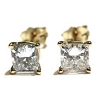 GIA 14k yellow gold 1.42ct princess diamond martini stud earrings Natural new — photo 3