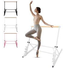 Adjustable Ballet Barre - White Solid Wood 3.5FT w/ Wheels