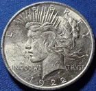 A 1922 PHILADELPHIA MINT PEACE DOLLAR CHOICE BU. WHITE!!!