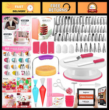 Kit Decorazione Torte 200PZ con Giradischi, Livellatore, 110+ Sacchetti Tubazioni e Punte per Ghiaccio