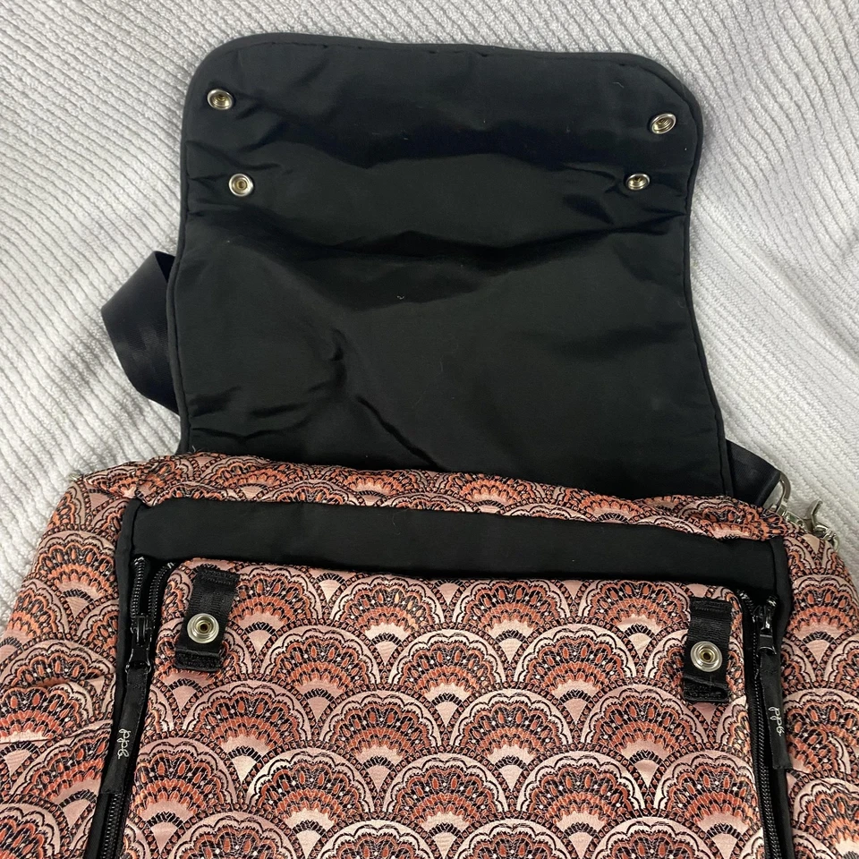 Petunia Pickle Bottom Boxy Backpack Diaper Bag Pink Black Print Changing Pad - Image 4 of 4